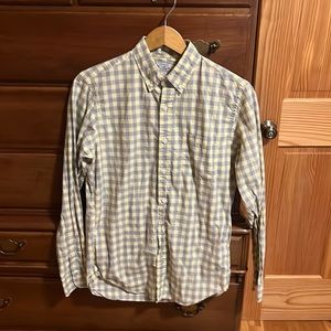J. Crew Men’s Shirt; Checkered Light Gray and Light Yellow; 100% Cotton